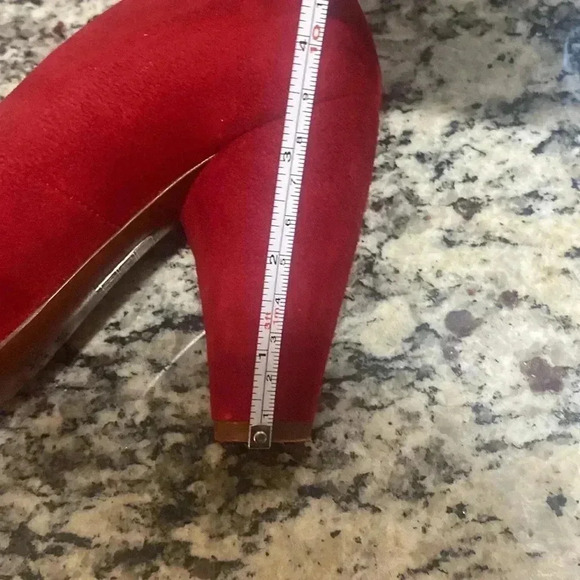 Chie Mihara red suede funky swirl detail heels - Picture 15 of 15